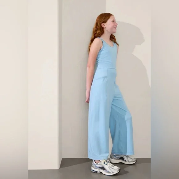 NWT Athleta Girl Stash Your Treasures Dayflower Blue Jumpsuit Size XXL/16. - Picture 4 of 6